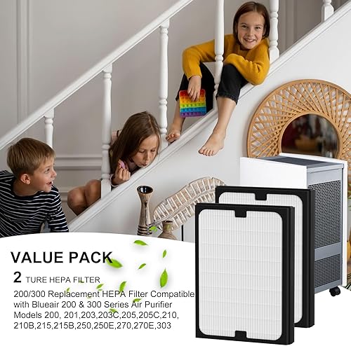 Miniatura 6 de Filtro HEPA de repuesto de partículas clásicas serie 200300 compatible con Blueair Classic 200300 Series Purificador de Aire Modelos 201, 203, 205,