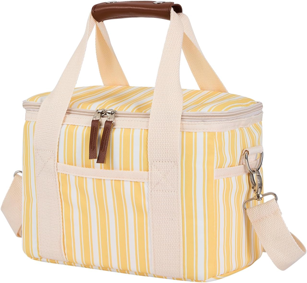 Nanxson 9L/15L/29L Extra Large Insulated Lunch Bag for Women Adult Reusable Leakproof Picnic Lunch Box Freezable Cooler Tote Bag (15L,A-Orange Flower)