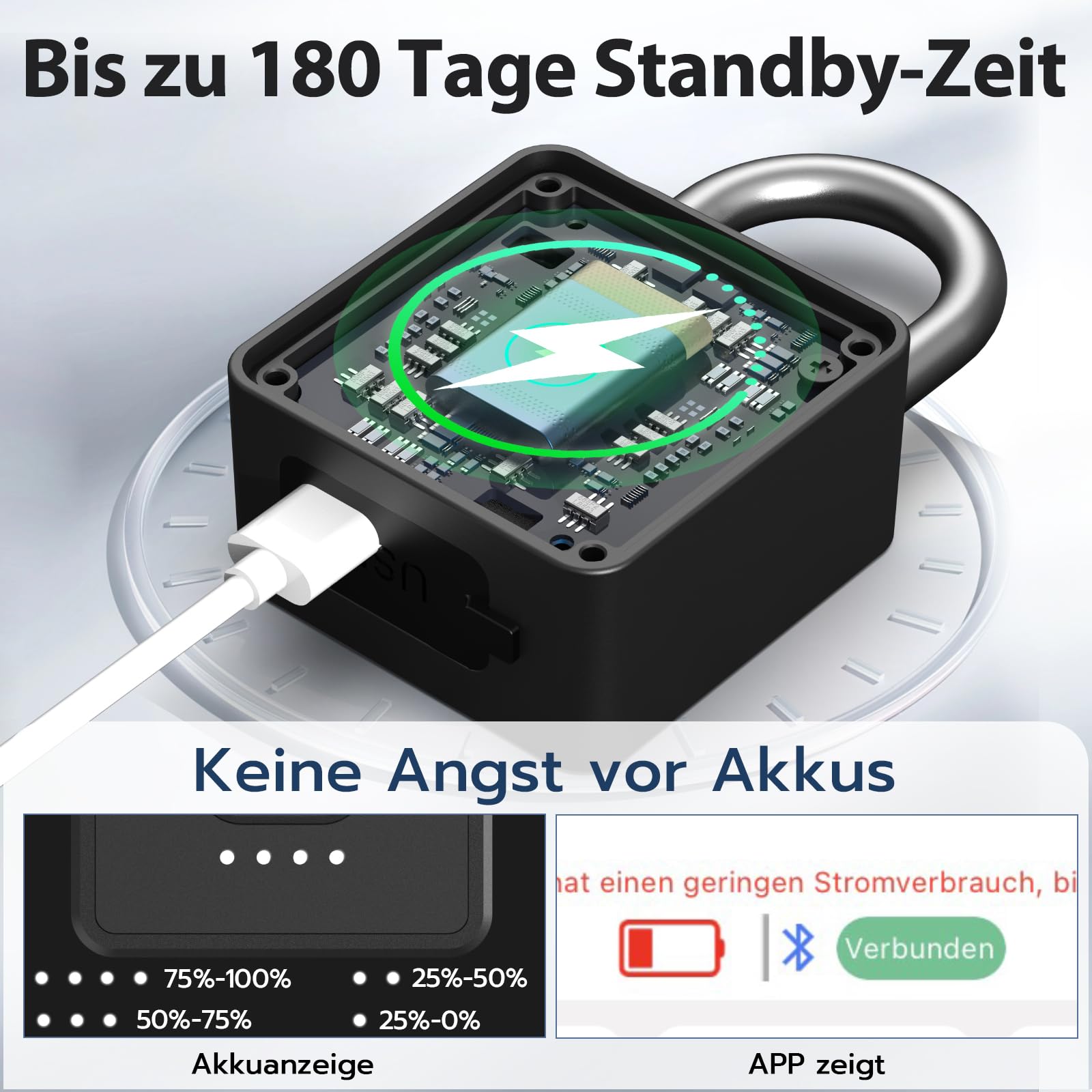 Eseesmart Fingerabdruck Schloss mit Zahlencode, Vorhängeschloss mit Fingerabdruck Code App-Steuerung, Smart Elektrisches Biometrie Wetterfest Schloss für Spind Keller Gartentür Locker