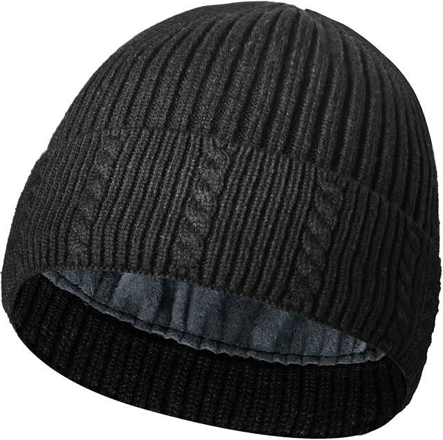 NEKAN Winter Beanie Hat Mens Womens Warm Knitted Hat Stretchable Hats Thermal Hat Men Beanie Winter Fleece Lined Thicken Thermal Windproof Hat Running Cycling Ski Hat