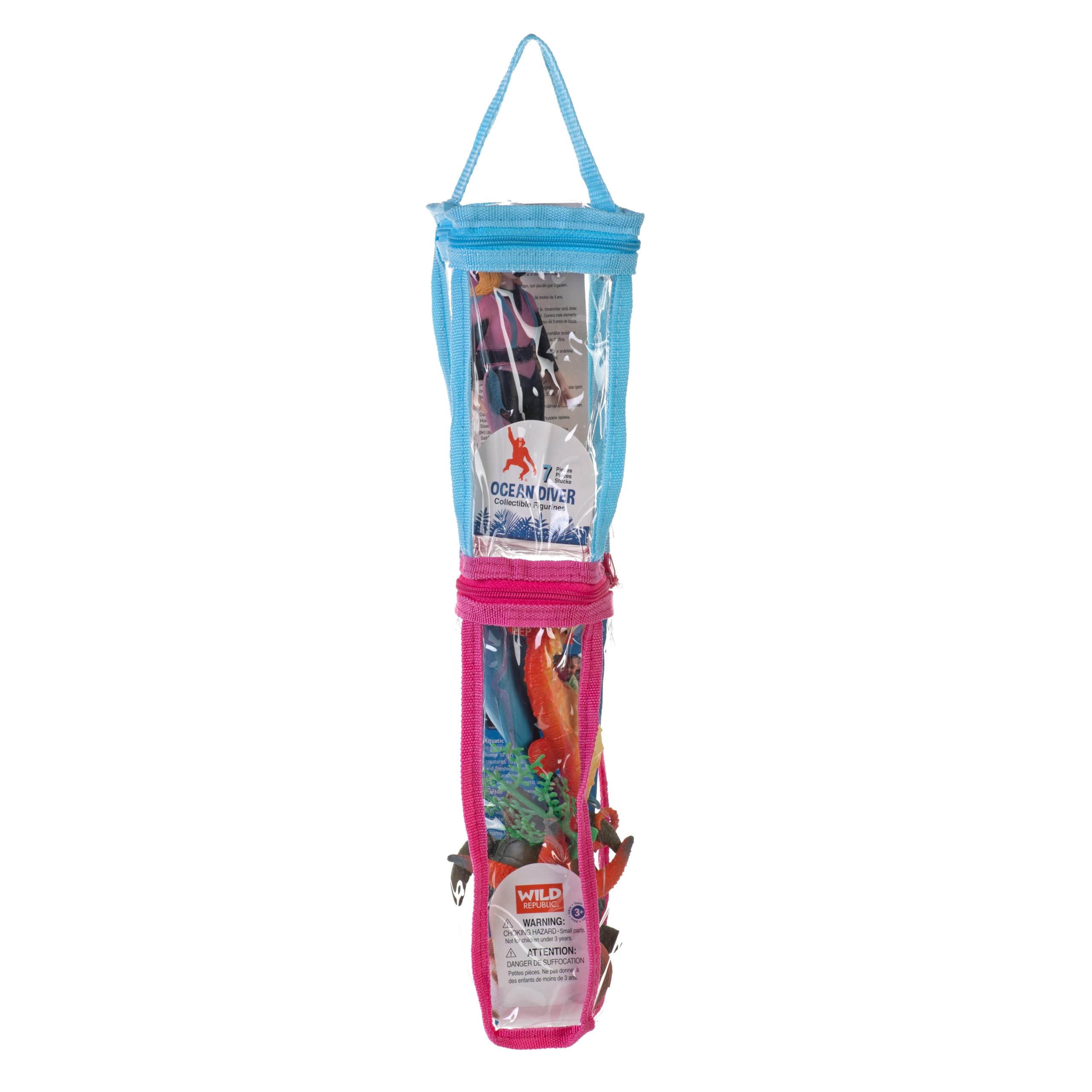 Wild Republic Figur Tube, Tierfiguren, Doppeltrommel, 7 Arten von Ozean, Miniaturtiere, Kinder, Figuren zum Sammeln, Super für interaktives Spielen