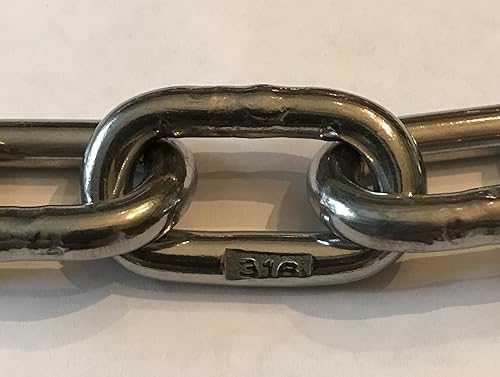 Miniatura 5 de US Stainless Cadena de anclaje de acero inoxidable 316 con grilletes largos de 1/4 pulgadas o 0.236 in por 10 pies