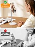 Lamicall Cell Phone Stand for Desk - Thickened Base, Height & Angle Adjustable Sturdy Desktop Phone Holder, Office Accessories for iPhone 17 16 Pro Max S26 Ultra, iPad Tablet Switch Kobo 4-12", White