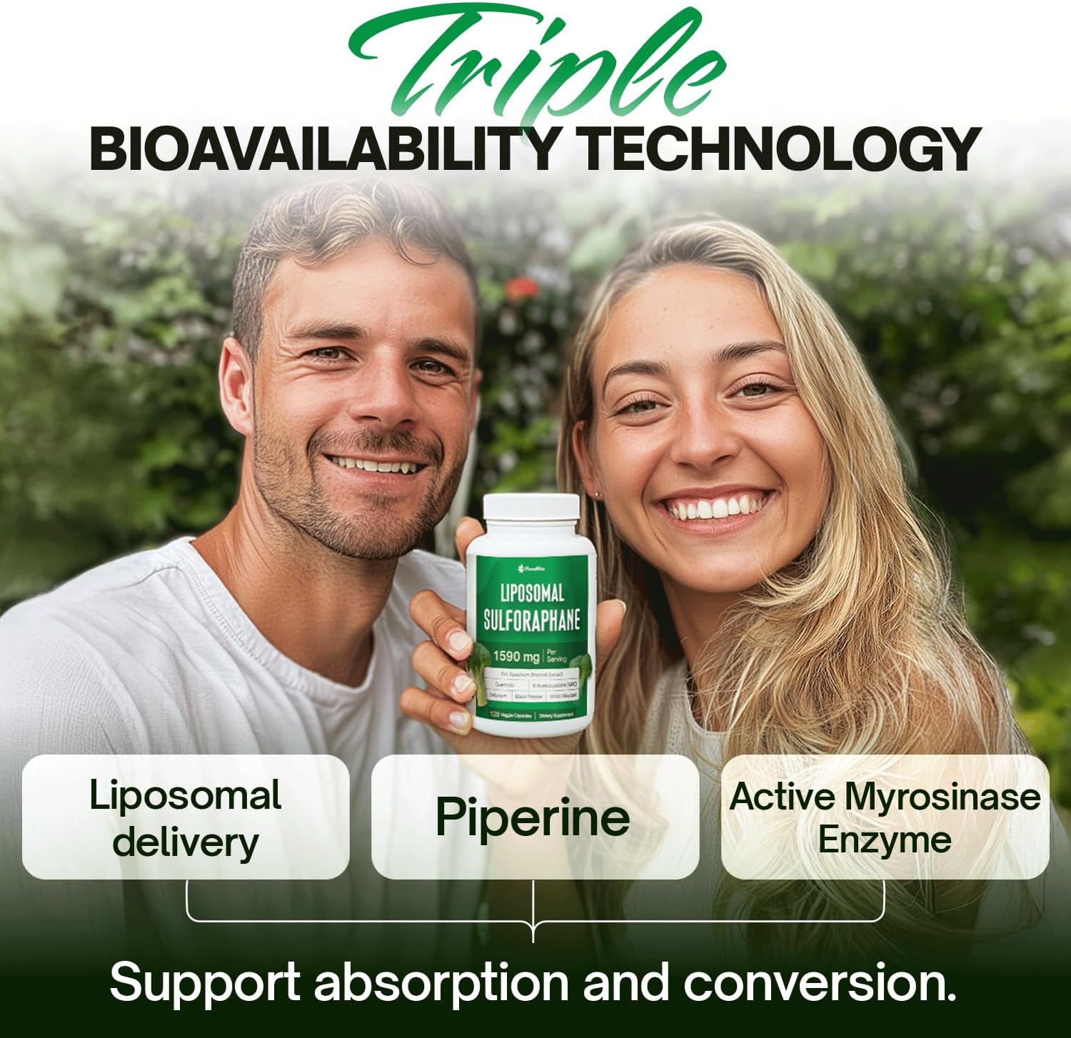 FloraBliss 120 Liposomal Sulforaphane Supplement+ 1000mg Capsules - Broccoli Extract | with Quercetin, Selenium & NAC - High Potency Non-GMO - Vegan - Non GMO