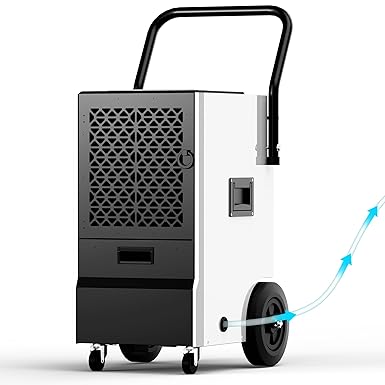 EUHOMY 160 Pints Commercial Dehumidifier, Large Dehumidifier With Drain Hose, Timer and 4 Wheels,Industrial Dehumidifiers for Flood Repair, Drying Basement, Warehouse and Factory