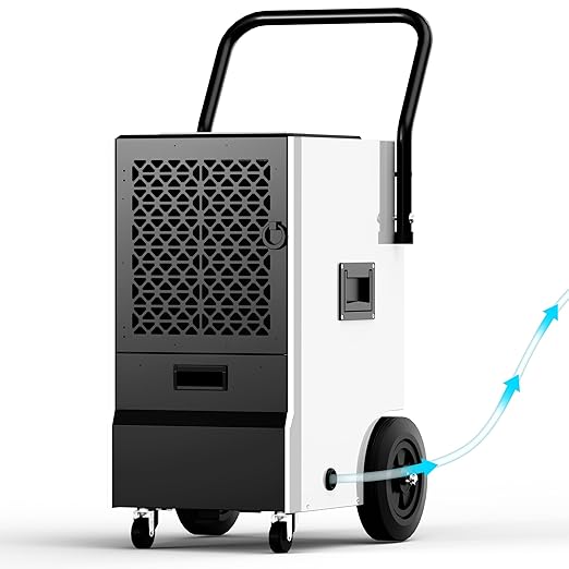EUHOMY 160 Pints Commercial Dehumidifier, Large Dehumidifier With Drain Hose, Timer and 4 Wheels,Industrial Dehumidifiers for Flood Repair, Drying Basement, Warehouse and Factory
