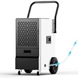 EUHOMY 160 Pints Commercial Dehumidifier&comma; Large Dehumidifier With Drain Hose&comma; Timer and 4 Wheels&comma;Industrial Dehumidifiers for Flood Repair&comma; Drying Basement&comma; Warehouse and Factory