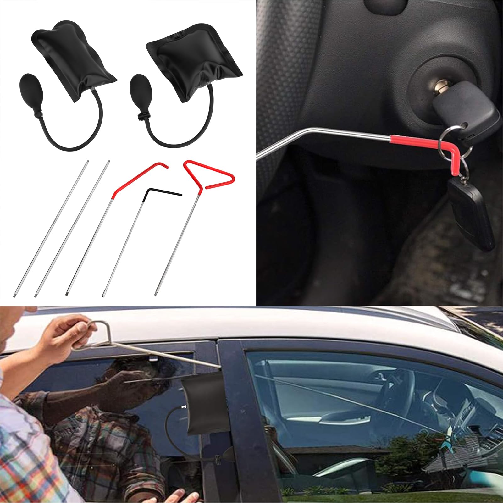 Skyplanet Kit di riparazione a lunga portata, kit di emergenza per auto, strumento di rimozione del pannello, strumento di fissaggio per auto, kit di blocco per tutti i veicoli, uso di emergenza