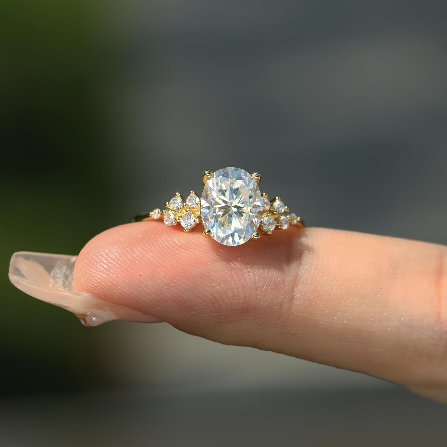 14K Gold Plated Moissanite/Cubic Zirconia Wedding Band 925 Sterling Silver 1ct/2ct/3ct Oval CZ Engagement Eternity Ring Jewelry for Her Women Size 5-9 - Image 5