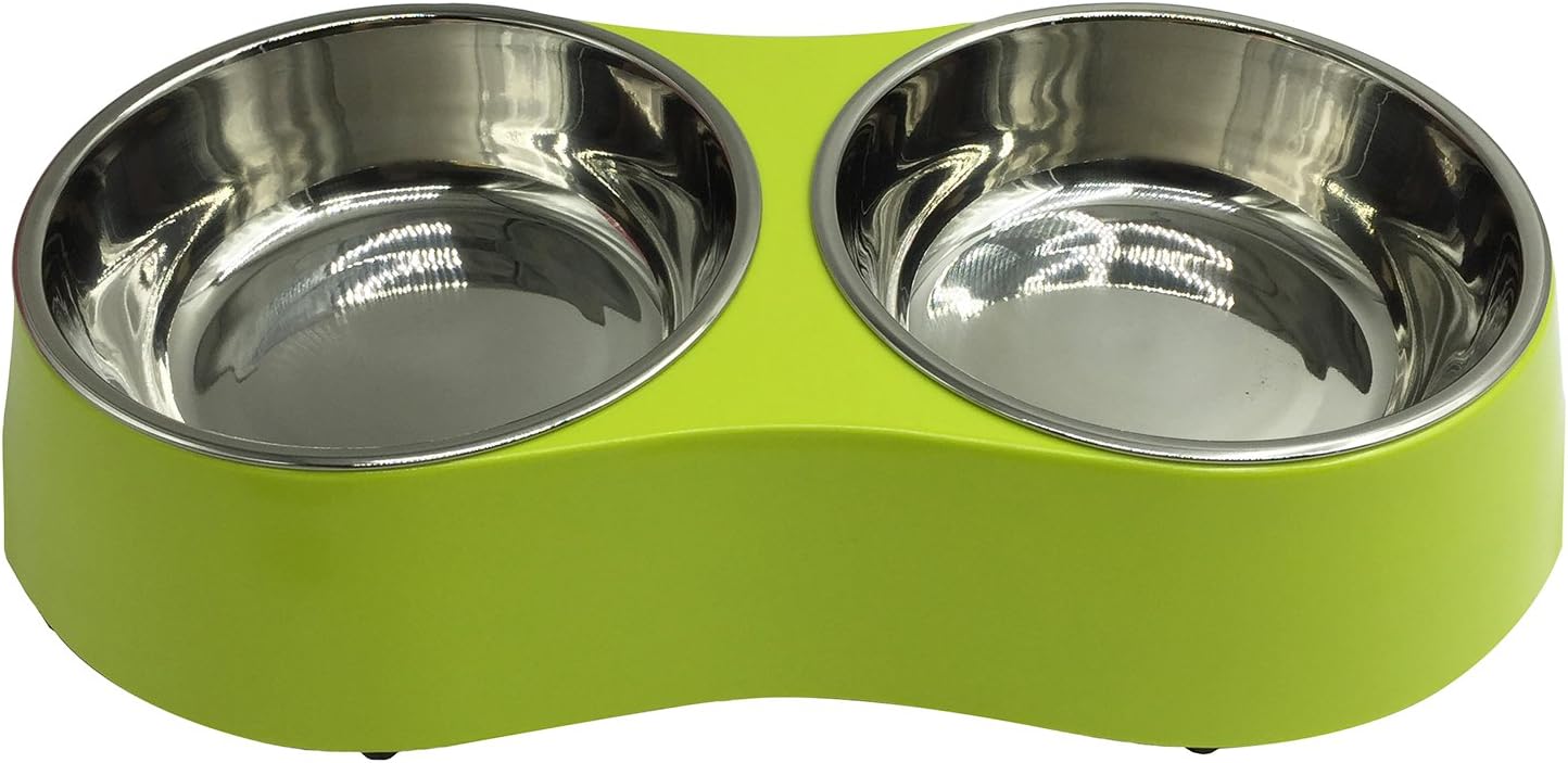 Pet Cuisine Pet Bowl Double Stainless Steel Dish Feeder Drinking and Feeding Dog