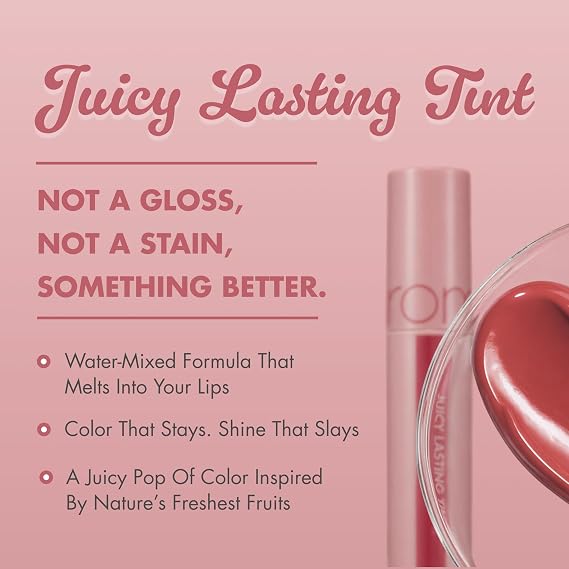rom&nd Juicy Lasting Tint 24 PEELING ANGDOO, Vivid color, Glossy Finish, Long-lasting, MLBB, moisturizing, Highly-Pigmented, Clear Natural Makeup, Lip for Daily Use, K-beauty, 5.5g / 0.2 oz