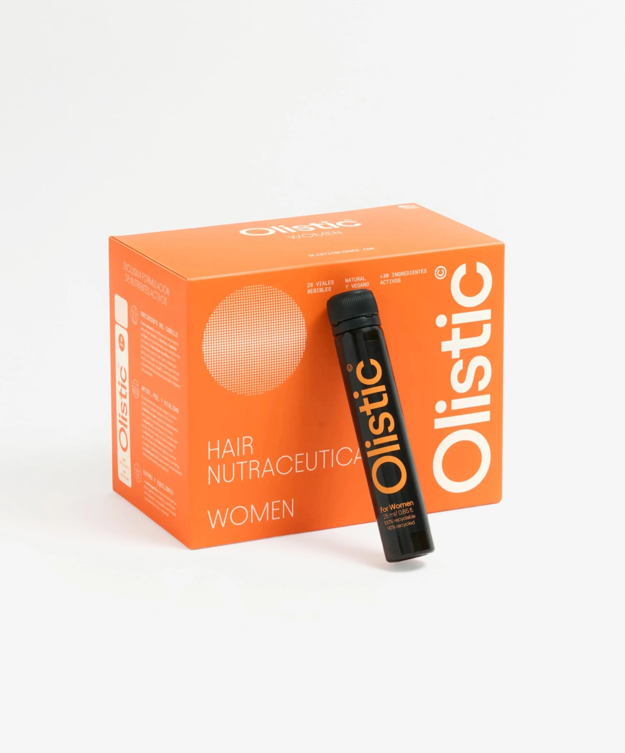 Olistic WOMEN - Pack de 3 x 28 Ampollas + BOTELLA GRATIS, Suplemento Anticaída Cabello para Mujer, Fortalece las Fibras Capilares y Ayuda a Prevenir la Caída de Pelo, Natural, Vegano, Sin Gluten