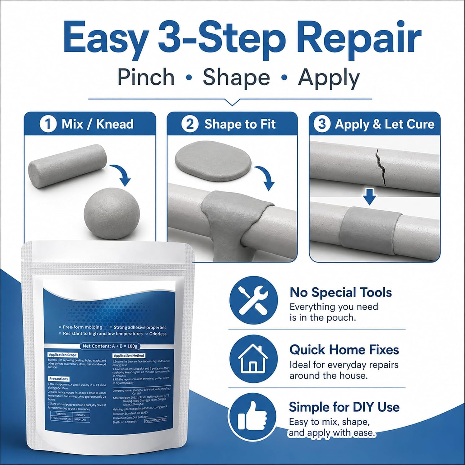 High-Strength Multi-Purpose Repair Clay,Epoxy Putty for Pipe Repair(2)