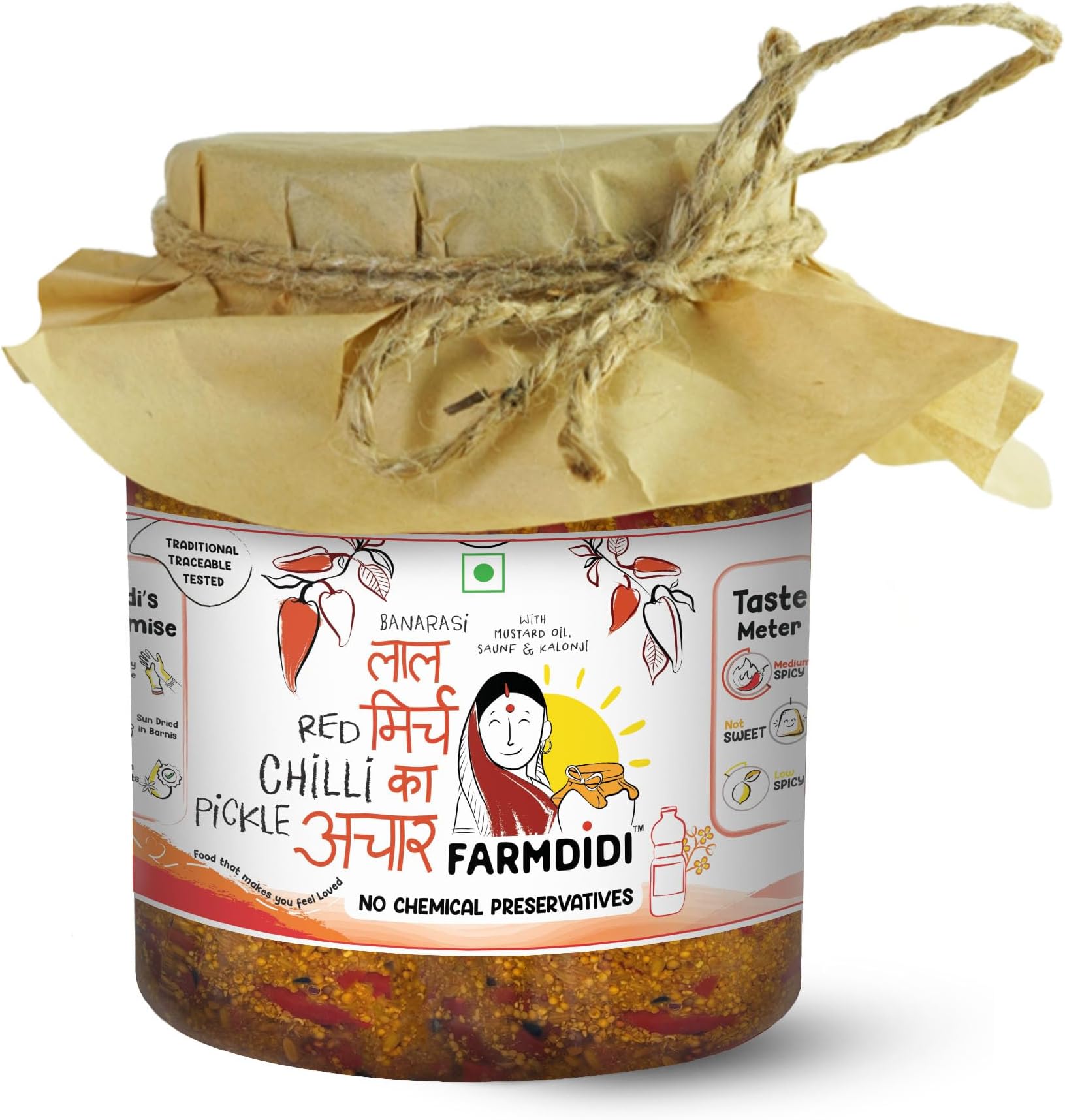 Farm Didi Stuffed Red Chilli Pickle 1Kg | Homemade Bharwa Lal Mirch Ka Achar | Authentic Stuffed Chilli Pickles | Less Oil | No Chemical Preservatives | Traditional Bharwa Mirch Ka Achaar Recipe