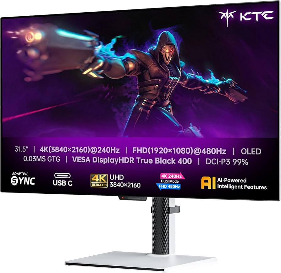KTC 4K Monitor OLED 32 Pulgadas, Modo Dual 4K@240Hz / 1080P@480HZ