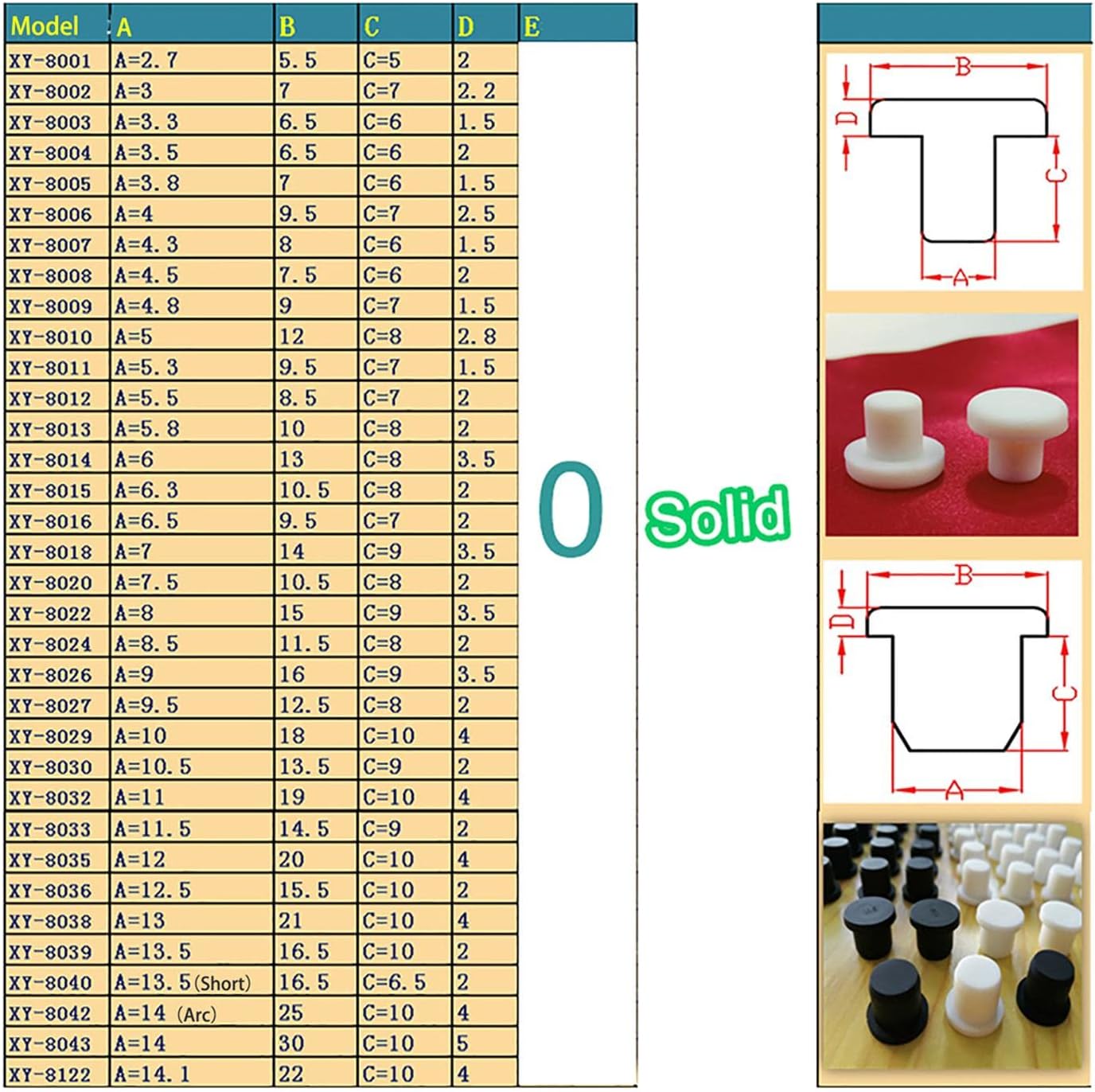 Rubber Bung, Black Solid Silicone Rubber Solid Hole Plugs Seal Round Bore 2mm-14mm Hole Plugs Blanking End Caps Seal T Type Stopper(14.1mm(16pcs))