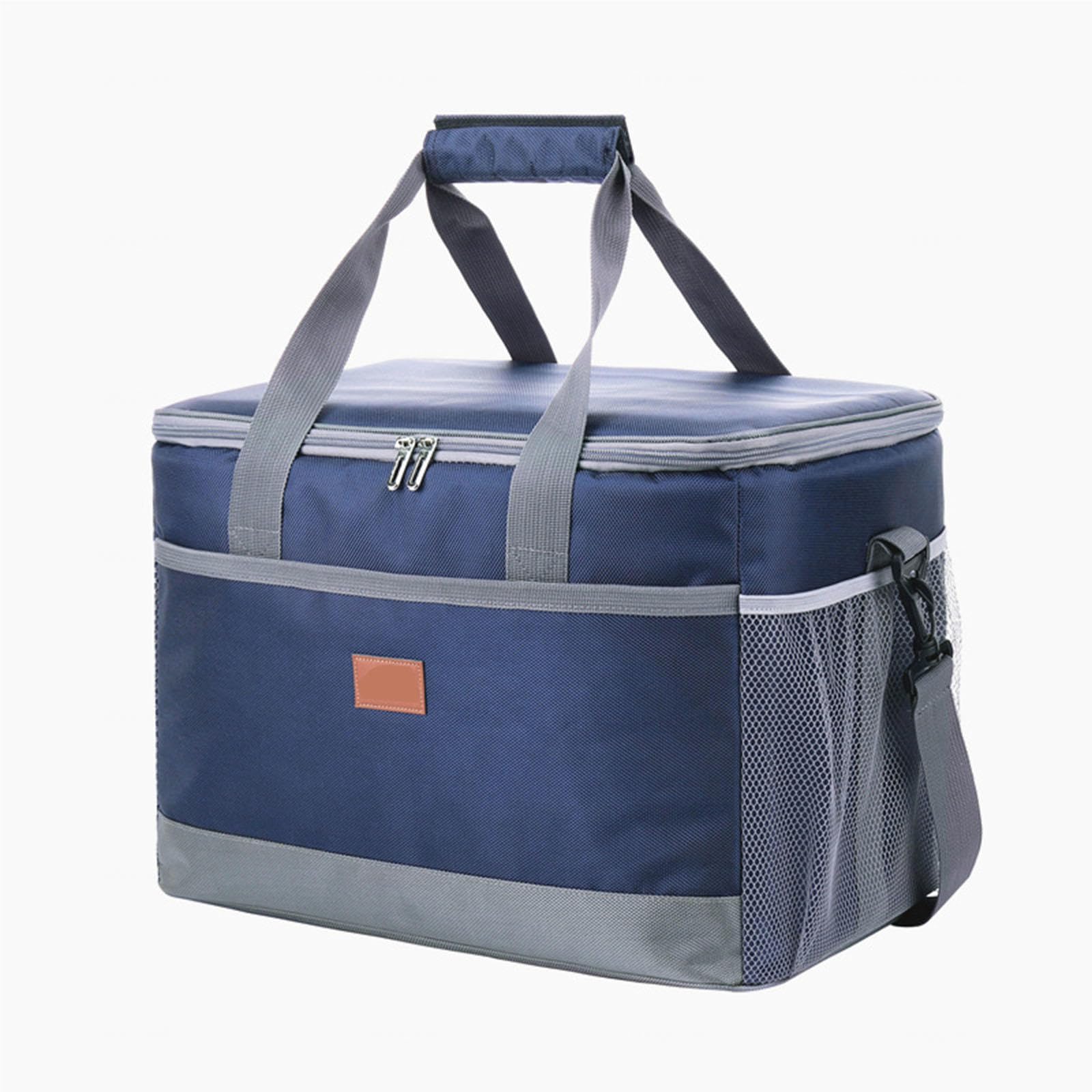 Bolsa Térmica Aislada de 30 L, Plegable, Impermeable, con Forro Rígido para IR de Compras, Pícnic, Camping, Playa, Senderismo, Nevera,Blue