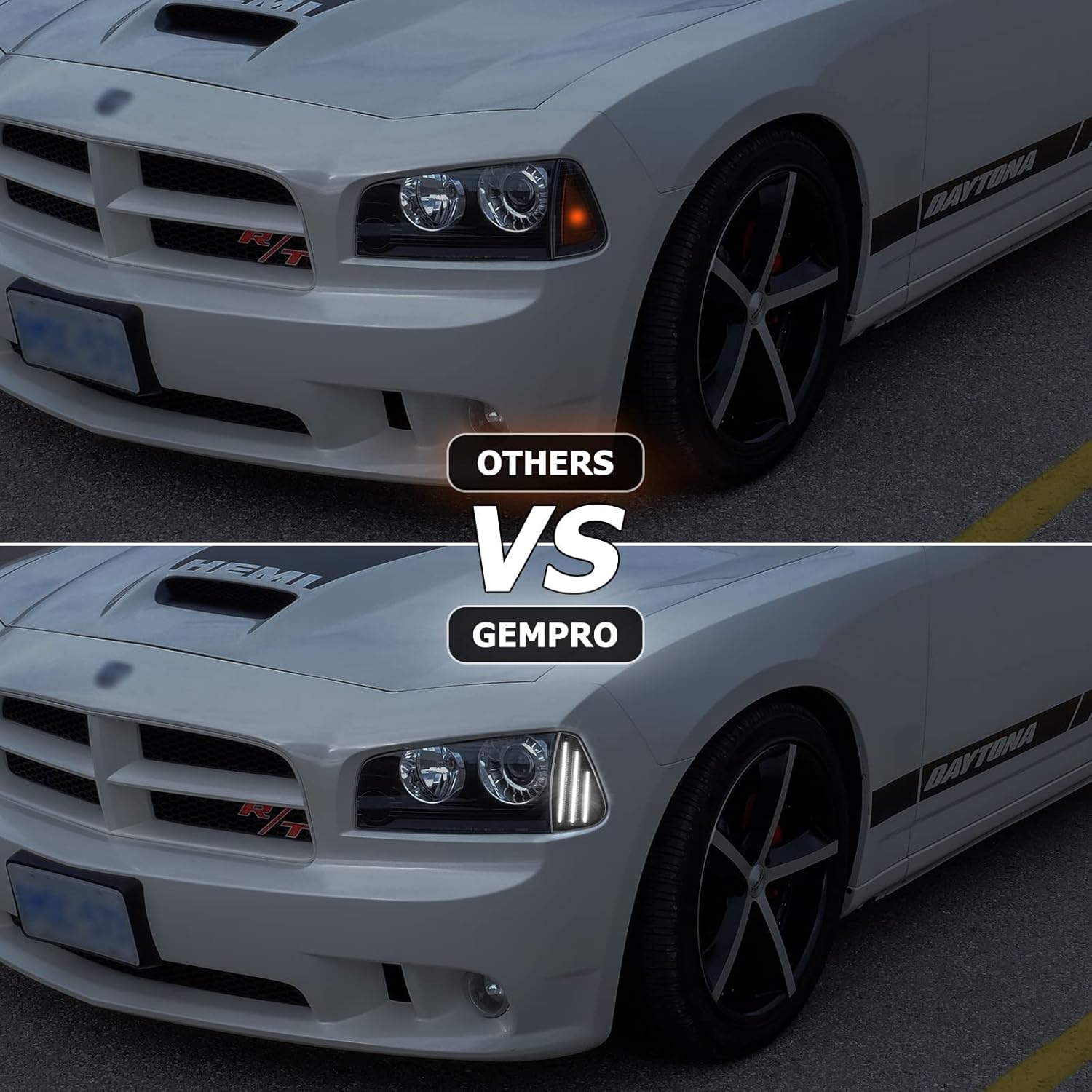 Gempro LED Front Side Marker Lights for Dodge Charger 2006 2007 2008 2009 2010 Corner Turn Signal Lamps, 2PCS (Smoked Black)