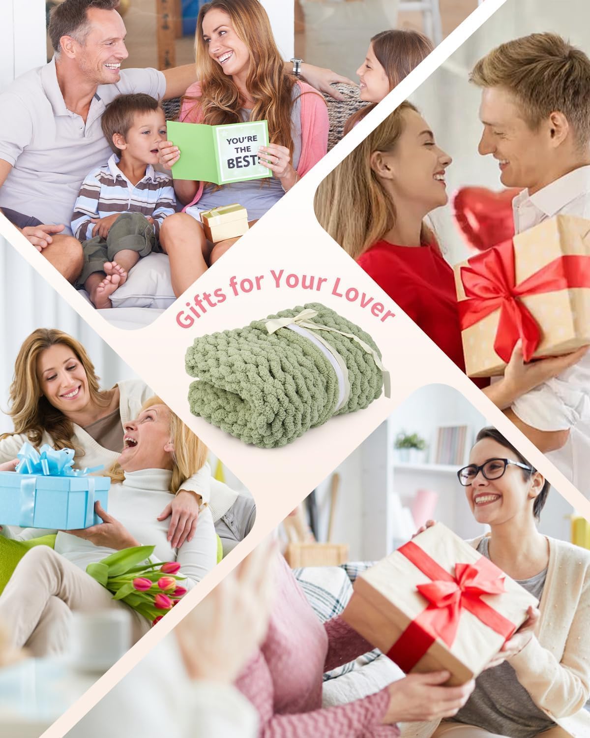 Aeelike Thick Chunky Yarn Blanket, #8 Matcha Green Extra Jumbo Chunky Yarn for Hand Knitting, Super Bulky Soft Fluffy Chenille Big Yarns No Knots for Finger Knit Crocheting, 8 Pack (200 yds 64 oz)