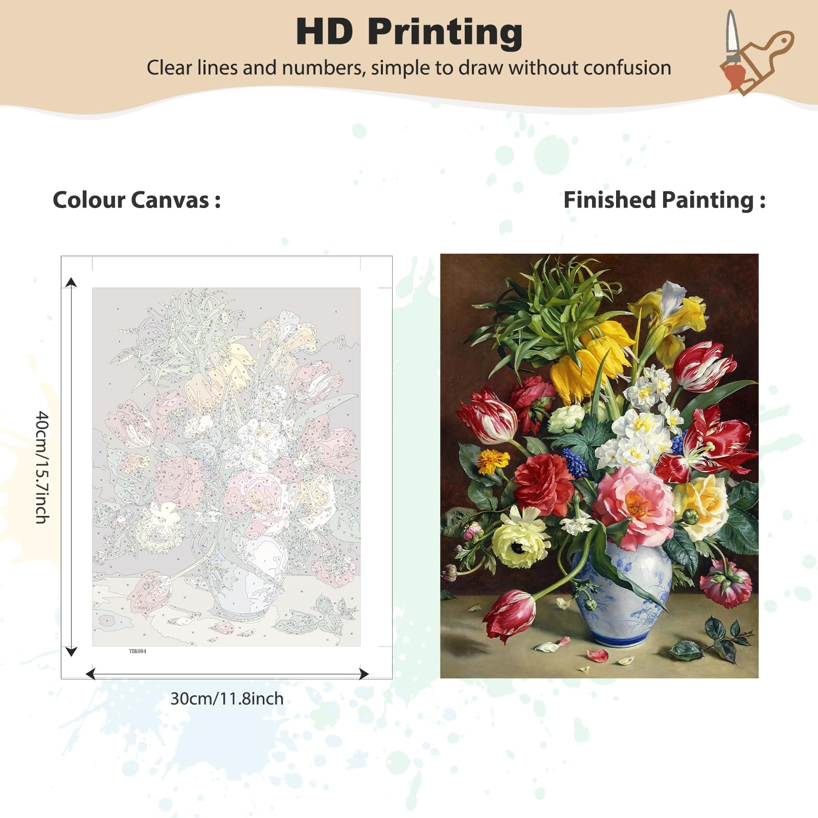 Malen Nach Zahlen Blau-Weiß-Porzellan - DIY Bastelset Für Erwachsene Zur Entspannung