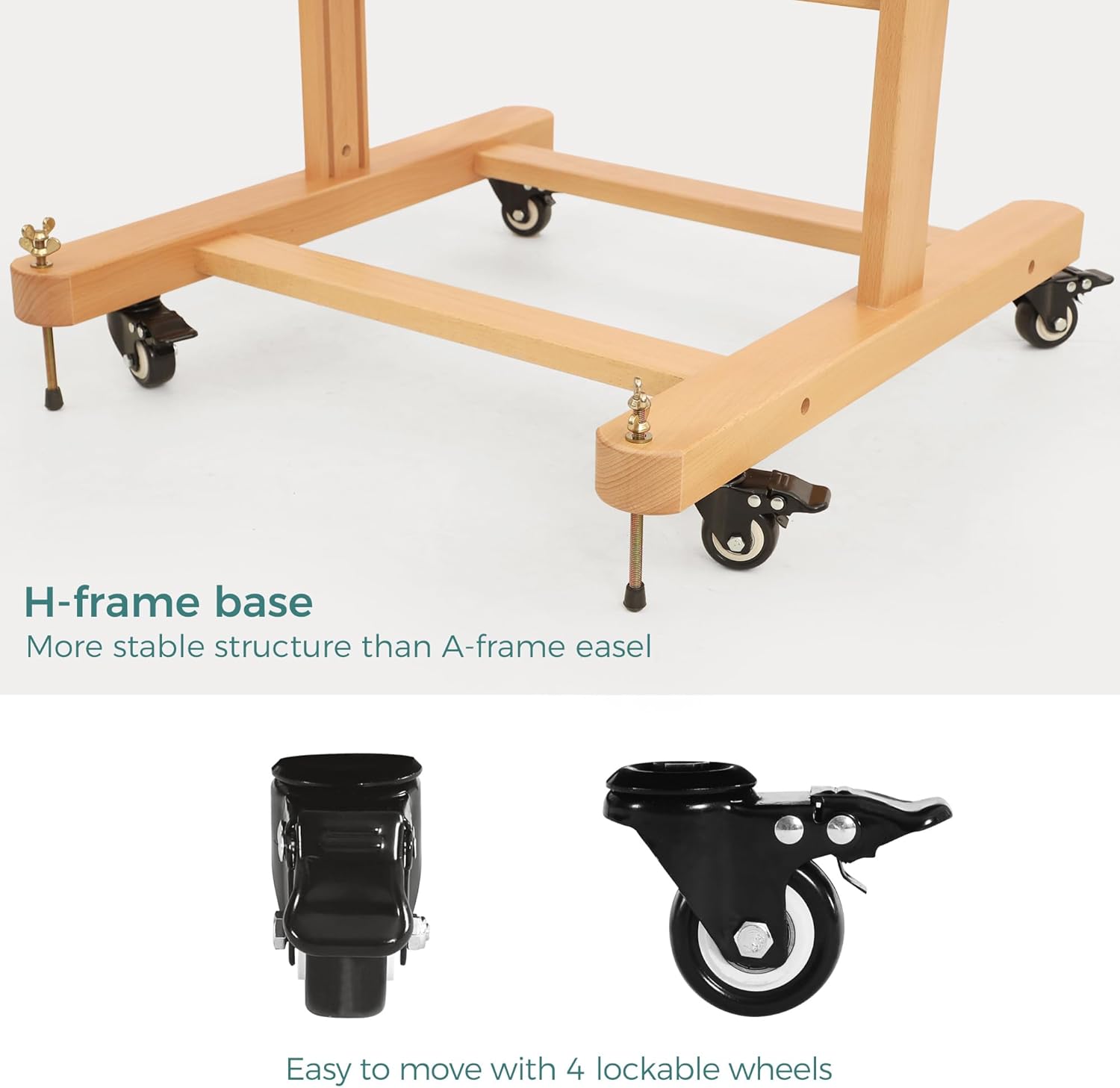 VISWIN Double-Sided Easel & Drafting Table, Hold 1 or 2 Canvas, Solid Beech Wood Artist Easel for Painting Canvas, Adjustable H Frame Easel with Tray & Wheels, Art Easel Stand for Adults, Artists