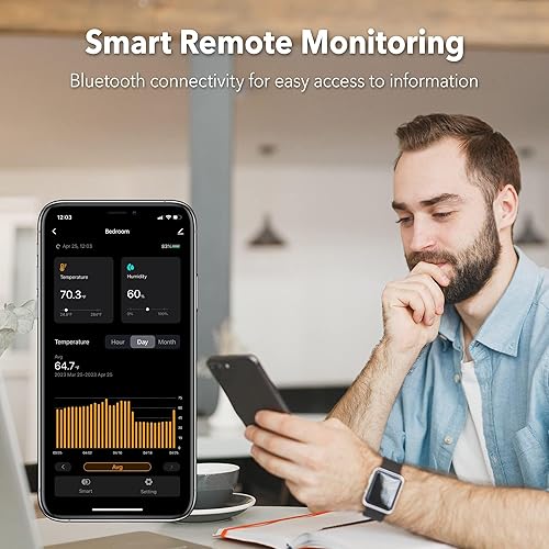 Miniatura 6 de BN-LINK Termómetro higrómetro Bluetooth, monitores de humedad de temperatura interior, medidor digital de humedad con control de aplicación para el