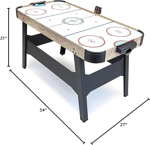 Miniatura 7 de GoSports Mesa de hockey de aire de 54 pulgadas para niños y adultos, incluye 2 empujadores, 3 discos, motor de CA y marcador LED