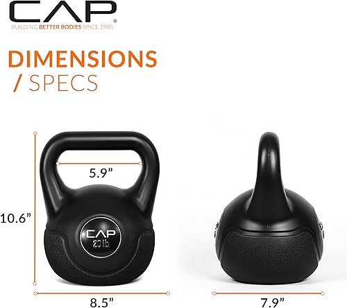 Miniatura 6 de CAP Barbell Juego de pesas rusas de cemento de 45 libras, 10 libras, 15 libras y 20 libras con revestimiento de vinilo para entrenamiento de fuerza,
