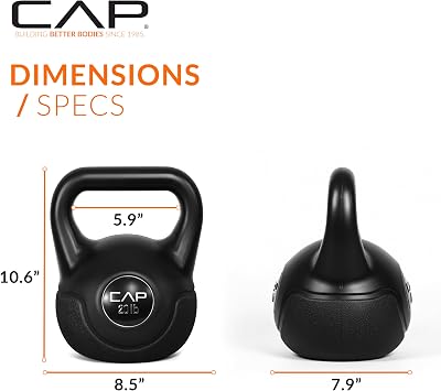 CAP Barbell 45 LB Cement Kettlebell Set 10 lb, 15 lb & 20 lb Vinyl-Coated Kettlebells for Strength Training, Cardio, Cross Training & Home Gym Workouts
