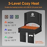 Vista 3 de HOPERAN Heated Stadium Seats for Bleachers with Back Support, 3 Levels Heating Bleacher Chairs with Back and Cushion, Folding Bleacher Seat