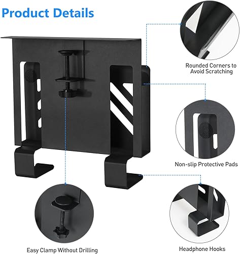 Miniatura 3 de MAXECHO Almacenamiento lateral de escritorio, soporte para laptop debajo del escritorio, organizador de archivos colgante lateral de mesa, sin