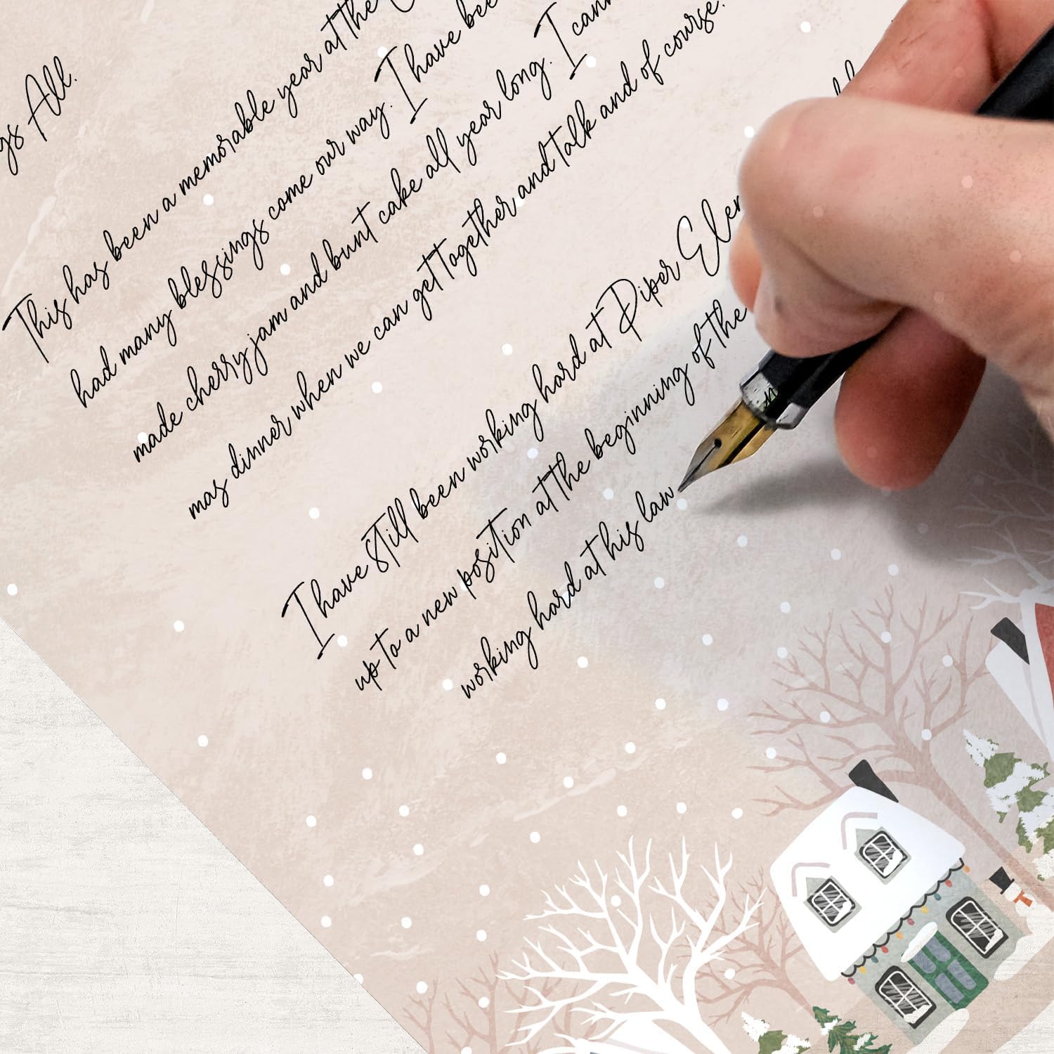 Snowy Village Holiday Letterhead / 50 Sheets / 8.5" x 11" Festive Winter Wonderland Neighborhood Holiday Paper/Decorative Snow Houses Christmas Stationery image 3