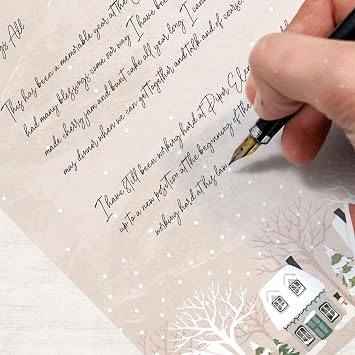 Snowy Village Holiday Letterhead / 50 Sheets / 8.5 x 11 Festive Winter Wonderland Neighborhood Holiday Paper/Decorative Snow Houses Christmas Stationery