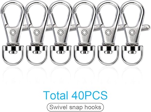Miniatura 2 de Kit de 160 llaveros – 40 cierres de langosta giratorios, 40 llaveros con cadena, 40 anillos de salto y 40 pines de ojo de tornillo para llavero,