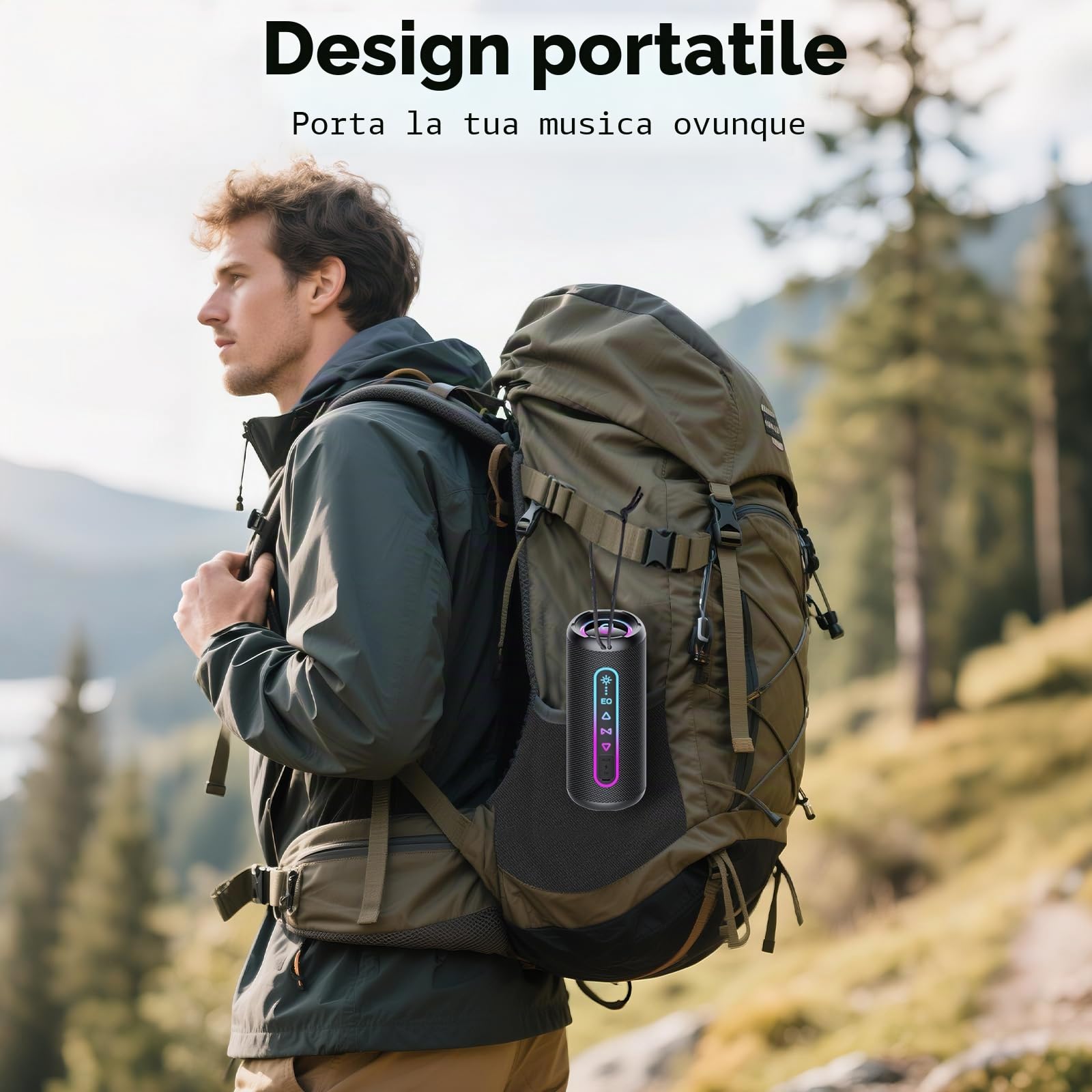 Cassa Bluetooth Potente 25W, Altoparlante Bluetooth con Doppio Driver Basso, 24H Autonomia, 5 RGB Modalità, Accoppiamento TWS, IPX7 Impermeabile, Supporto AUX/TF, Speaker Bluetooth per Feste/Viaggi