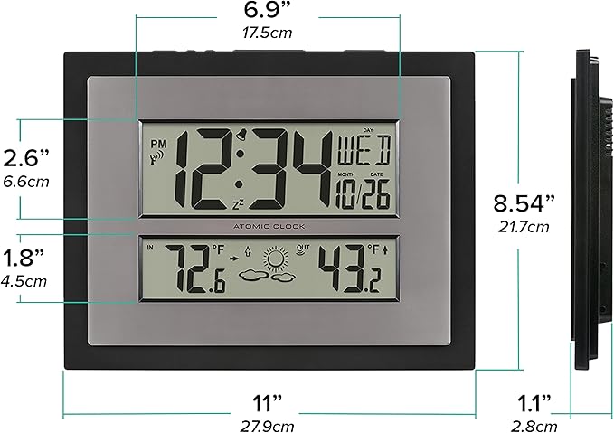 Reloj de Pared Digital Atómico La Crosse Technology 512-85937-INT miniatura 7