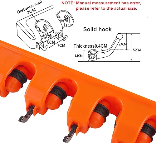 Miniatura 8 de HYRIXDIRECT Soporte de pared para fregona y escoba resistente, organizador de herramientas de jardín, para fregona, suministros de limpieza para el