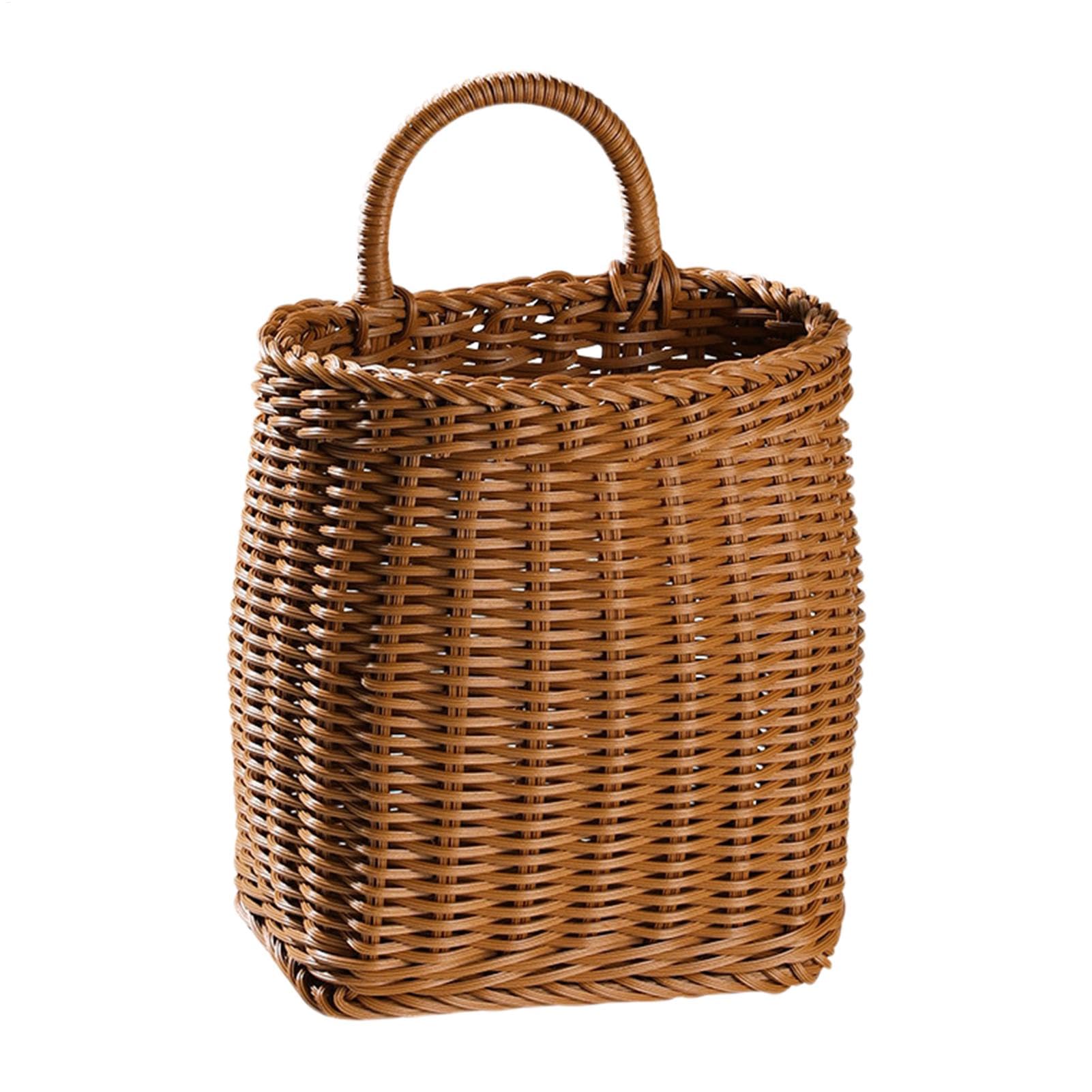 Basket For Front Door, Woven Baskets Wall Decor For Flower, Flat Hanging Storage Basket Wall Decor, Hangable For Front Door For Home, Garden, Pantry, Farmhouse, Vegetable Fruit Container