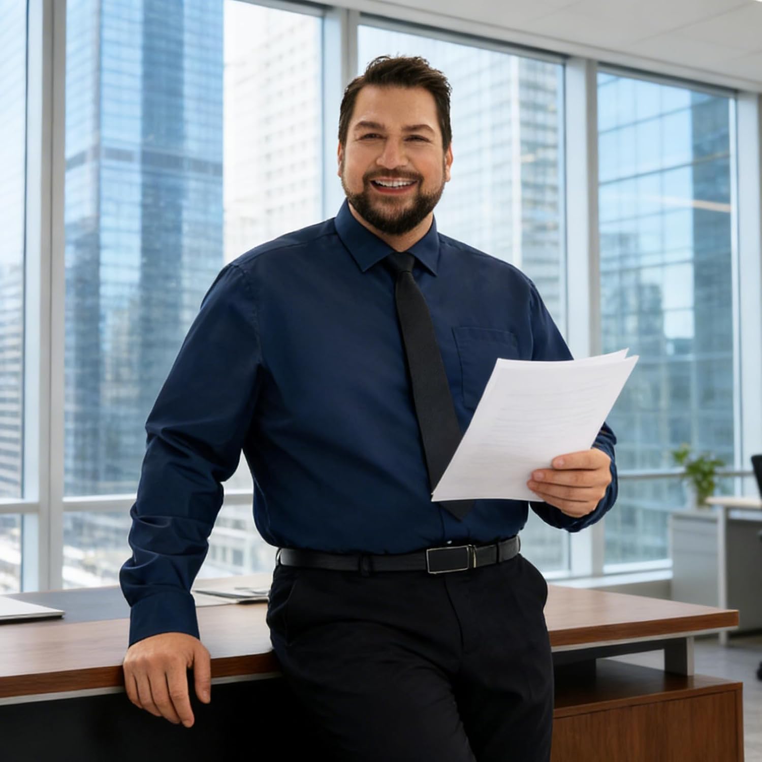 HOdo Big and Tall Mens Cotton Dress Shirts Poplin Shirts Business Button Down Shirts 2XL-6XL - Image 3