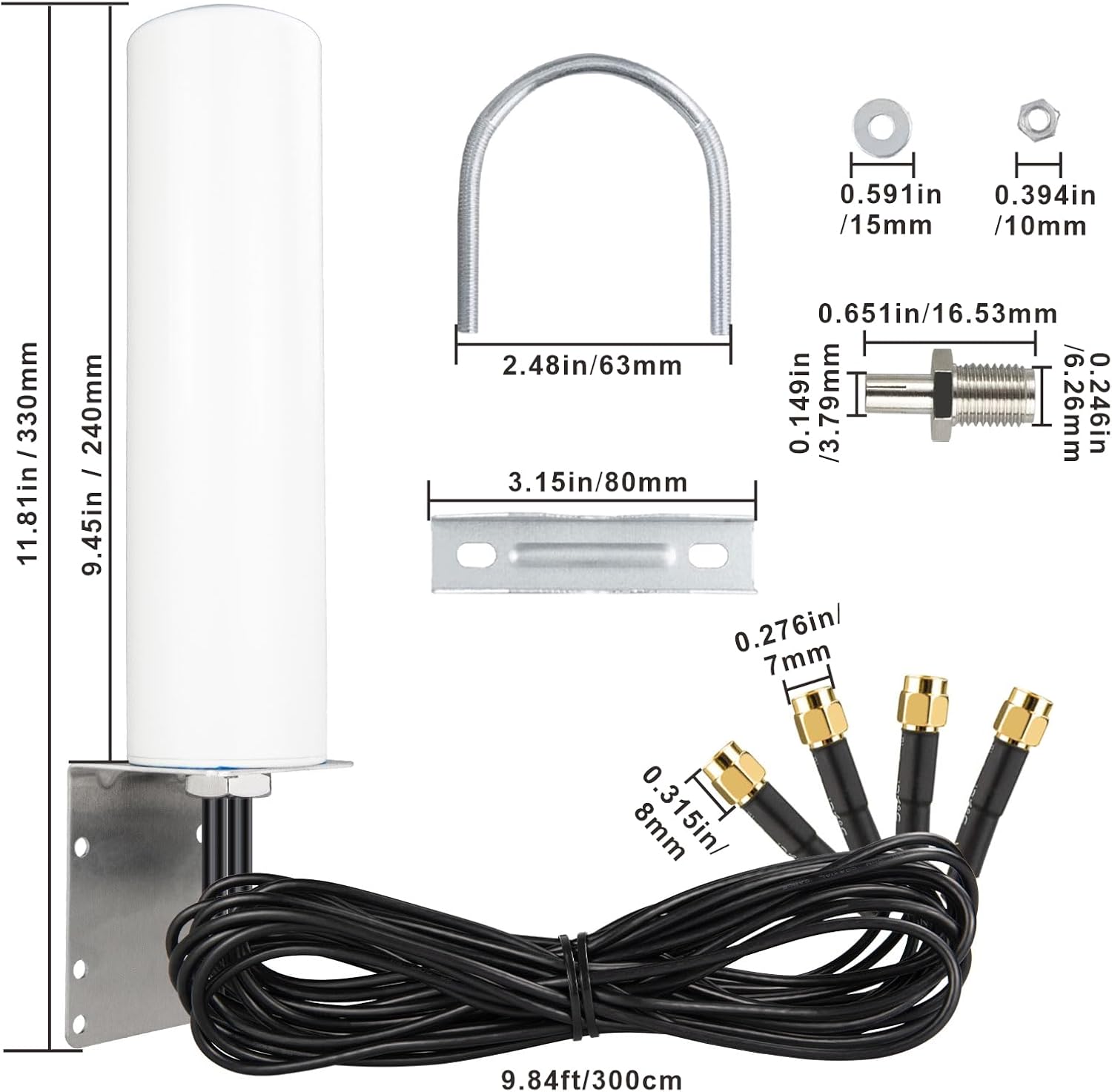 Boobrie 4x4 MIMO 4G LTE 5G Antenna 600-6000MHz Omnidirectional WiFi Antenna with SMA TS9 Connector 9.84ft RG58 Cable for T-Mobile Home Internet Verizon AT&T Modem Routers Gateways Hotspot Cellular