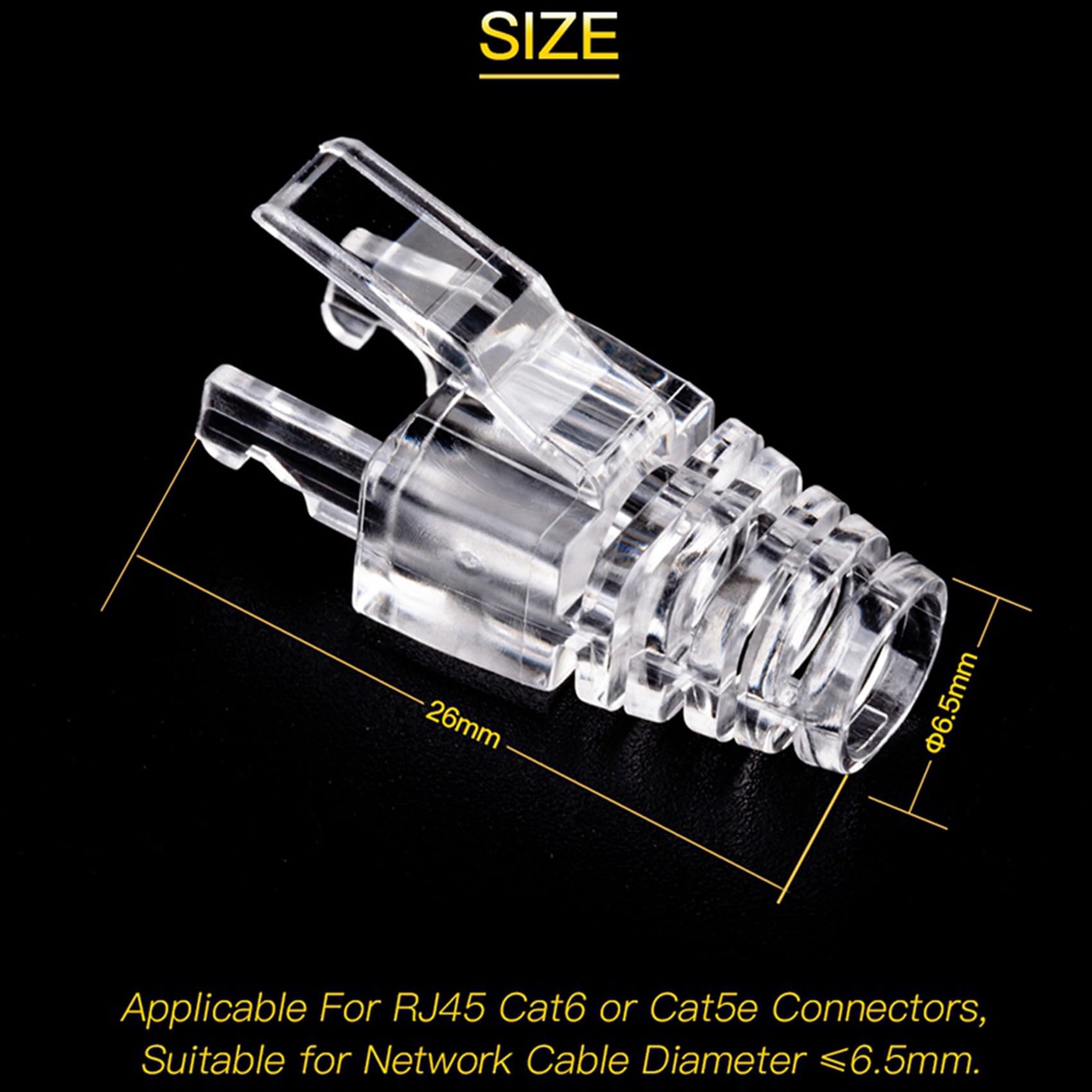 300 Sztuk Złącze RJ45 Cat6 Kabel UTP Gniazdo Ethernet 8P8C Sieć CAT 6 Wtyczki Modułowe z Zatyczkami 6,5 mm RJ45