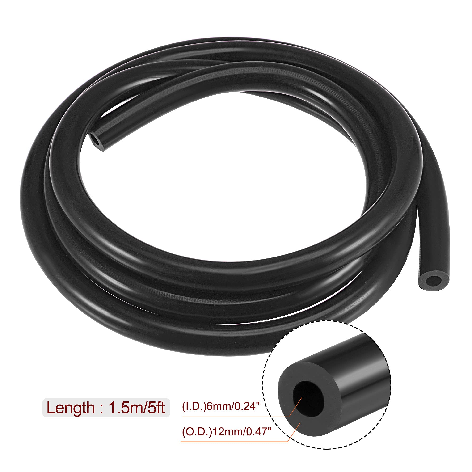 Silikon-Vakuumschlauch 1 M – 6 Mm ID X 12 Mm OD, Hitzebeständig -50–220 °C, 0,3–0,9 MPa, Universell Für Auto Und Motor