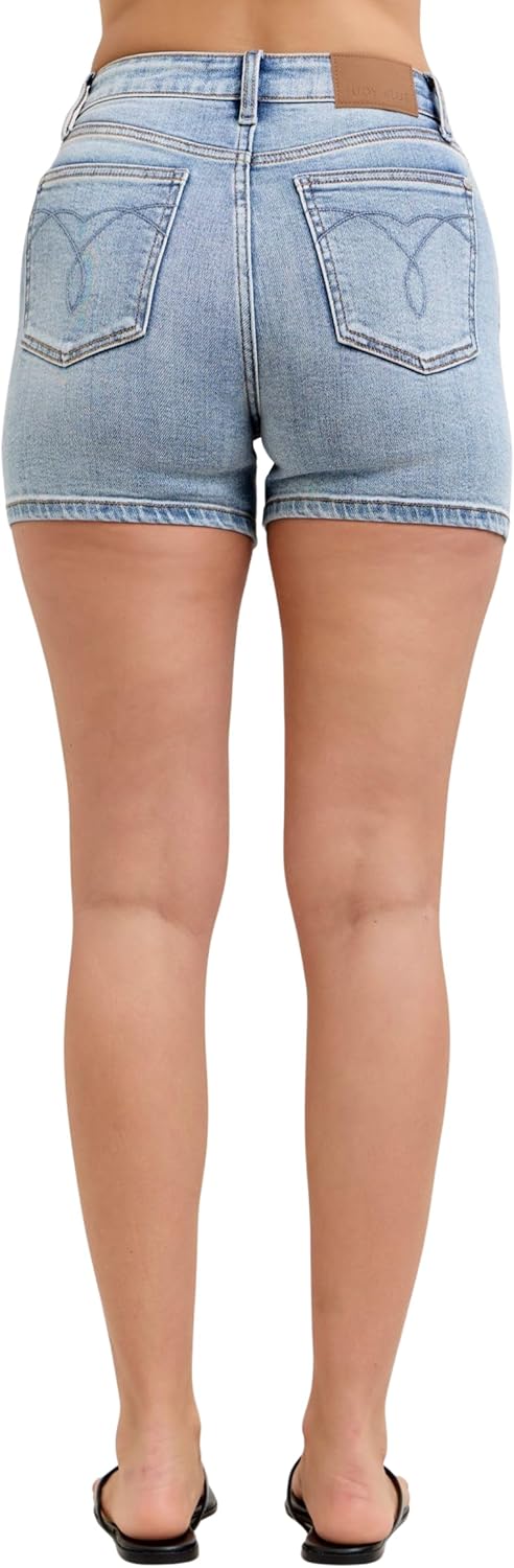 Judy Blue High Waist Light Wash Slim Fray Shorts - Image 9