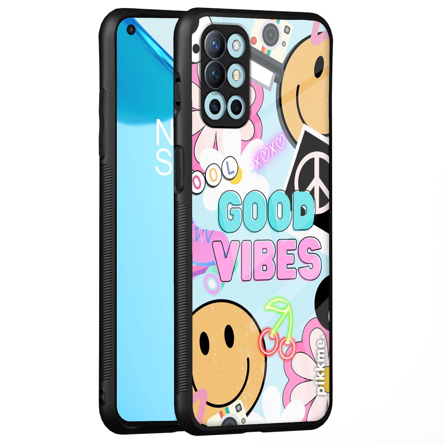 Pikkme Oneplus 8T Back Cover for Girls | Ultra Hybrid Good Vibes Funky Smiley Blue Printed Glass Case | Soft TPU Sides with Anit-Skid Grip Protection (Girls2 9) (B0BWFH9L8R) Amazon Price History, Amazon Price Tracker