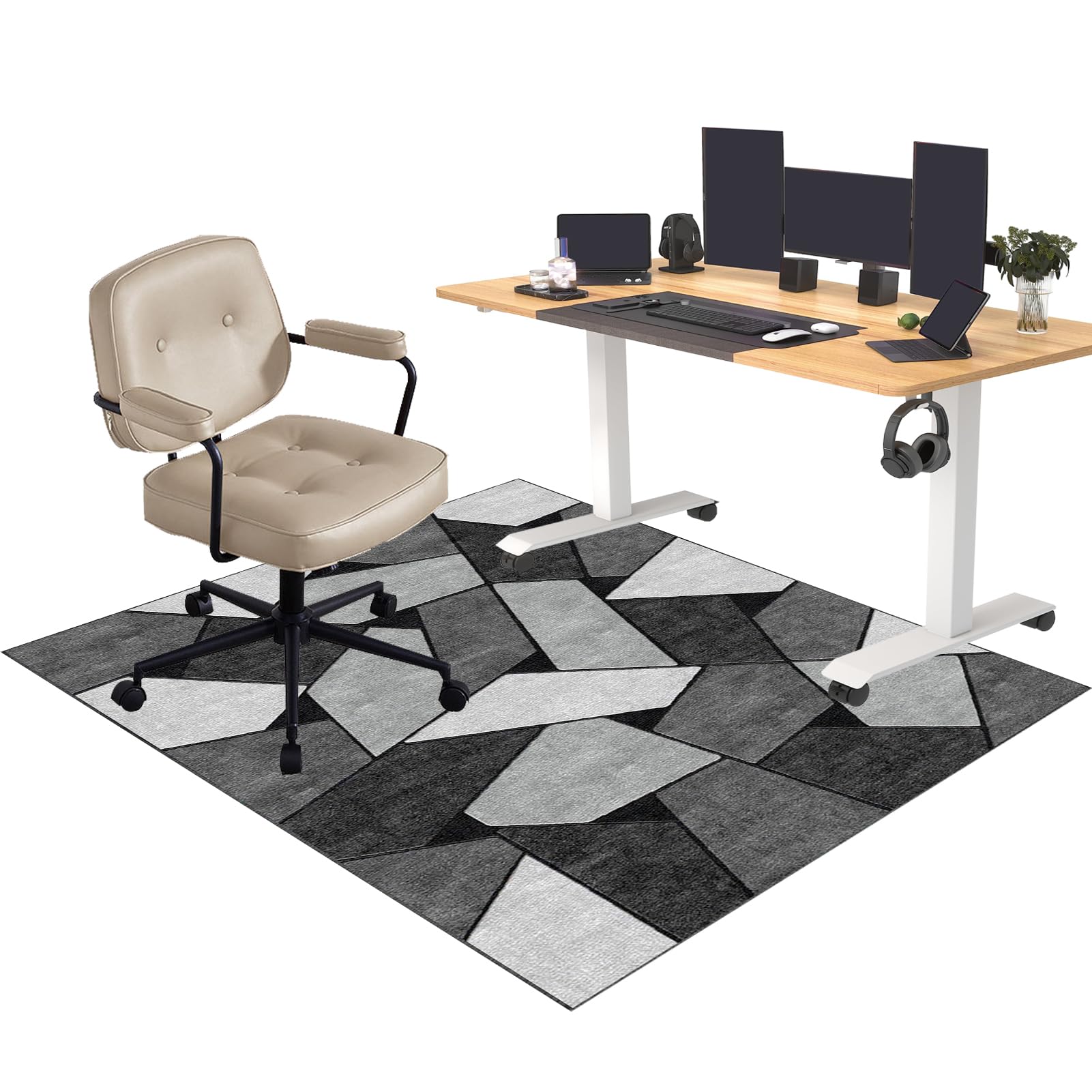 CCTSA 160 x 200 cm Office Chair Mat for Carpeted and Hardwood Floor, Gaming Chair Mat, Carpet Protector Chair Mat Non-Slip, Multi-Purpose Computer Desk Chair Mat Large, Floor Protector Mat for Carpet
