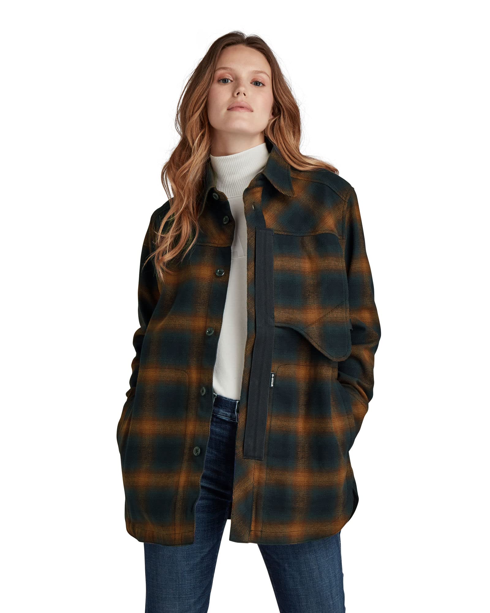 G-Star Women's Naval Collar Overshirt, Multicolour (sartho blue blur check D20557-C904-C755), S