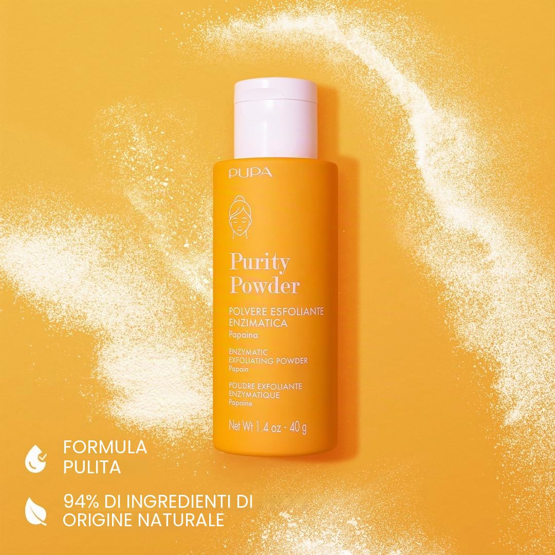 Pupa Scrub Viso Purity Powder Polvere Esfoliante Enzimatica Viso - Esfolia e leviga con il 94% di Ingredienti di origine naturale - Skincare Viso (40 g)