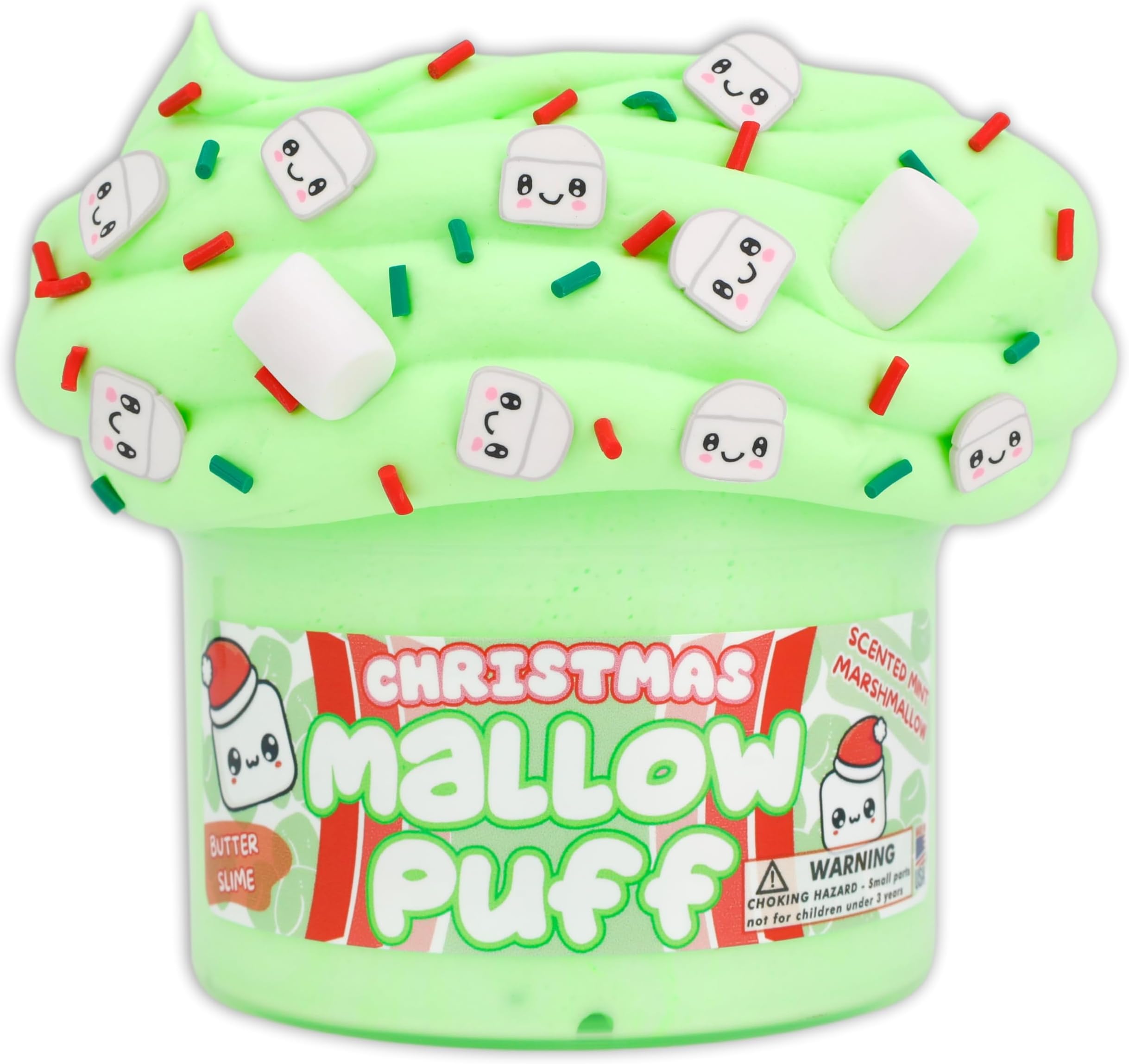 Christmas Mallow Puff - Butter Textured Slime - Handmade in USA - Dope Slimes - Green