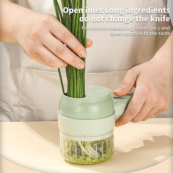 4 In1 Wireless Vegetable Processor Chop Whisk Clean Recharge, Kitchen Chopper Vegetable Cutter Electric Slicer Multifunctional Hand Held Food Egg Onion Chopper