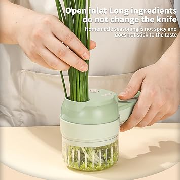 4 In1 Wireless Vegetable Processor Chop Whisk Clean Recharge, Kitchen Chopper Vegetable Cutter Electric Slicer Multifunctional Hand Held Food Egg Onion Chopper